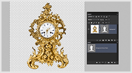 Antique table clock vector mask using photoshop path tool