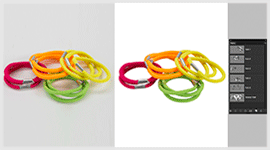 Multi color rubber band for hair, clipping path to color correction