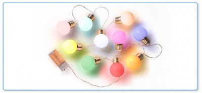 Multi color bulb in white background, changing light with image color correction