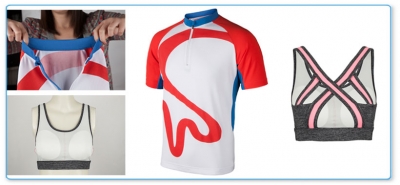 Sports bra and t-shirt image manipulation in white background