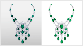 Jewellery image retouching with cut out background to white