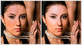 Model beauty photo shoot with glamour retouching, smooth skin