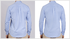 Men shirt wrinkles removing and fixing shape to white background